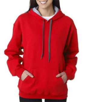 185C00 Gildan Adult Heavy BlendContrast Hooded Sweatshirt Red/ Sport Grey