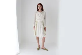 1970s Handmade Greek Textural Crochet Cotton Artist Dress