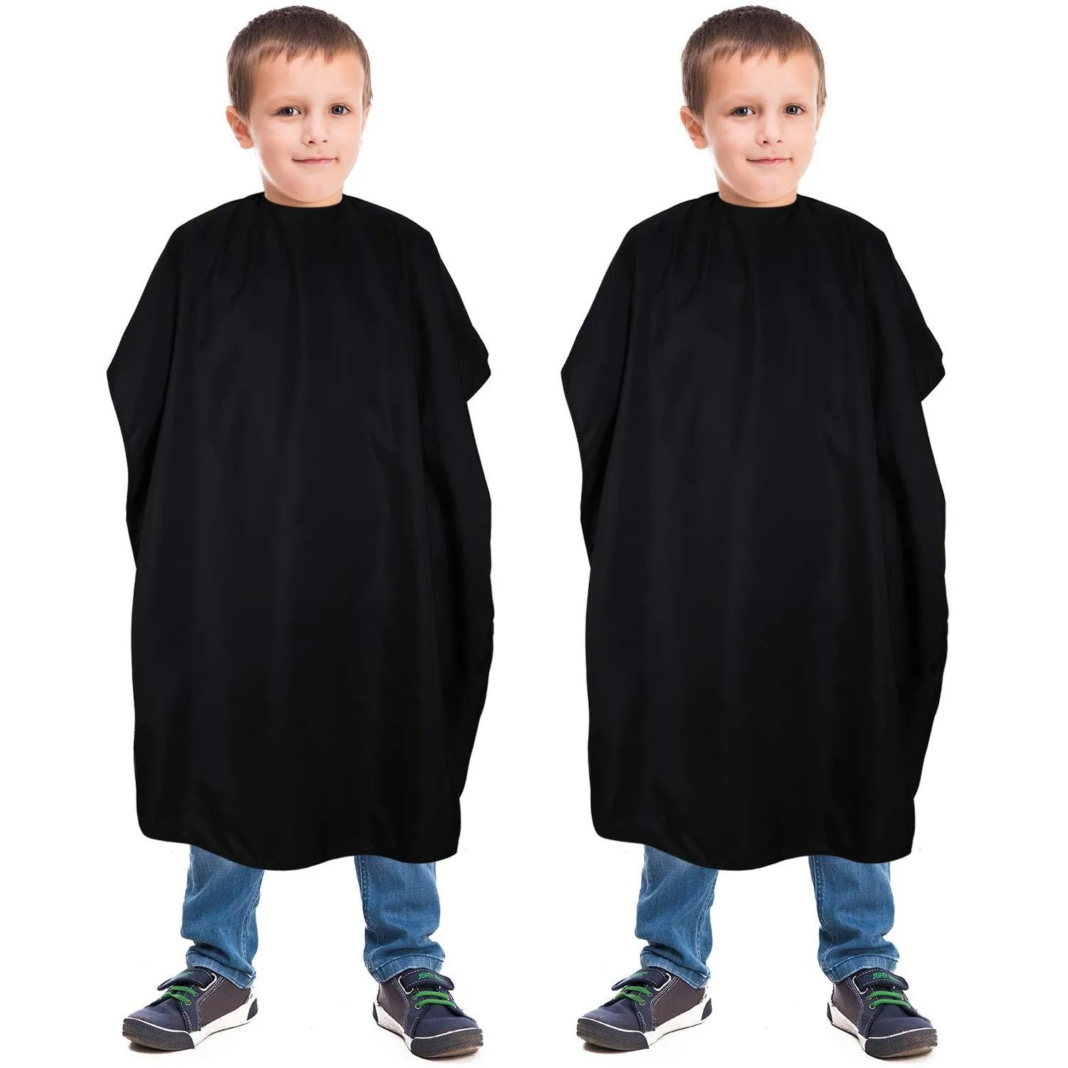 2 Pieces Kids Haircut Barber Cape Cover Hair Salon Cape Waterproof Hair Cutting Cape Styling Apron Shampoo Cape with Adjustable Snap Closure for Salon and Home, 47.3 x 31.5 Inch