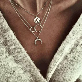 3-Layer Adjustable Wanderlust Necklace in High-Quality Zinc Alloy