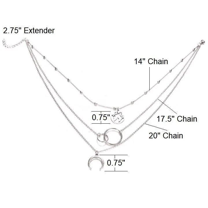 3-Layer Adjustable Wanderlust Necklace in High-Quality Zinc Alloy