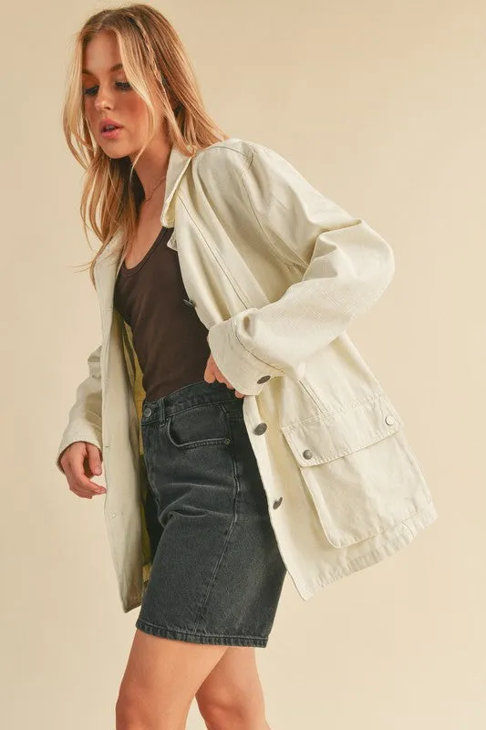 Aemi   Co Seam Detail Button Up Jacket with Pockets