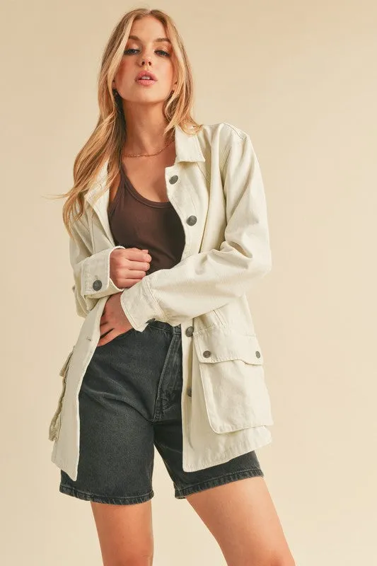 Aemi   Co Seam Detail Button Up Jacket with Pockets