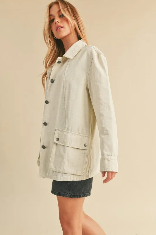Aemi   Co Seam Detail Button Up Jacket with Pockets
