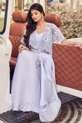 Aira Papersatin Bustier and Dhoti with Organza Cape