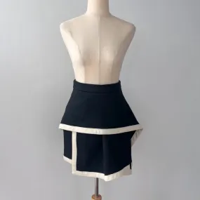 Alexander Mcqueen black mini skirt with layered detail, white trim detail