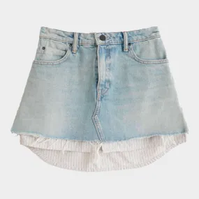 Alexander Wang pale blue denim shirt under-layered skirt