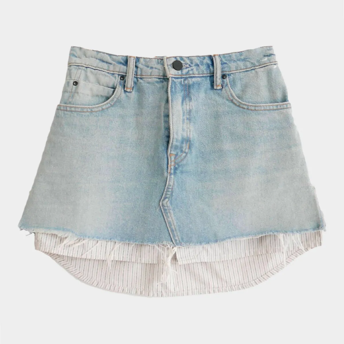 Alexander Wang pale blue denim shirt under-layered skirt
