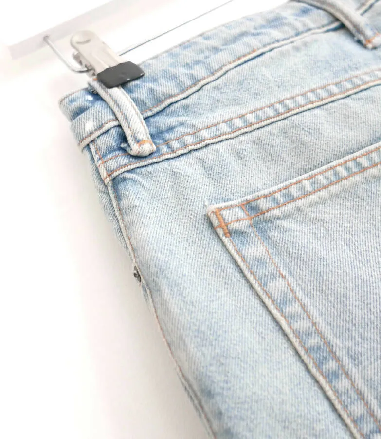 Alexander Wang pale blue denim shirt under-layered skirt