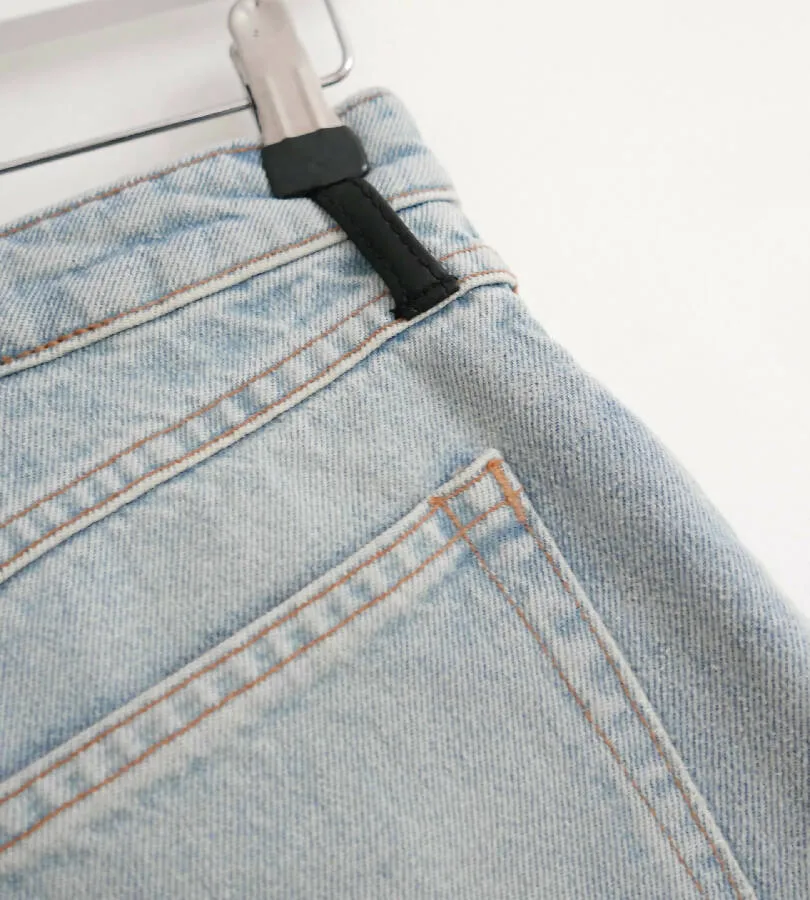 Alexander Wang pale blue denim shirt under-layered skirt