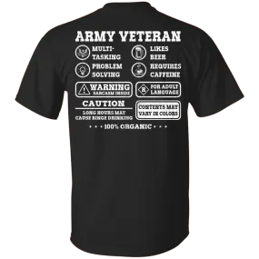 Army Veteran Multitasking Sarcasm Men Back T Shirts