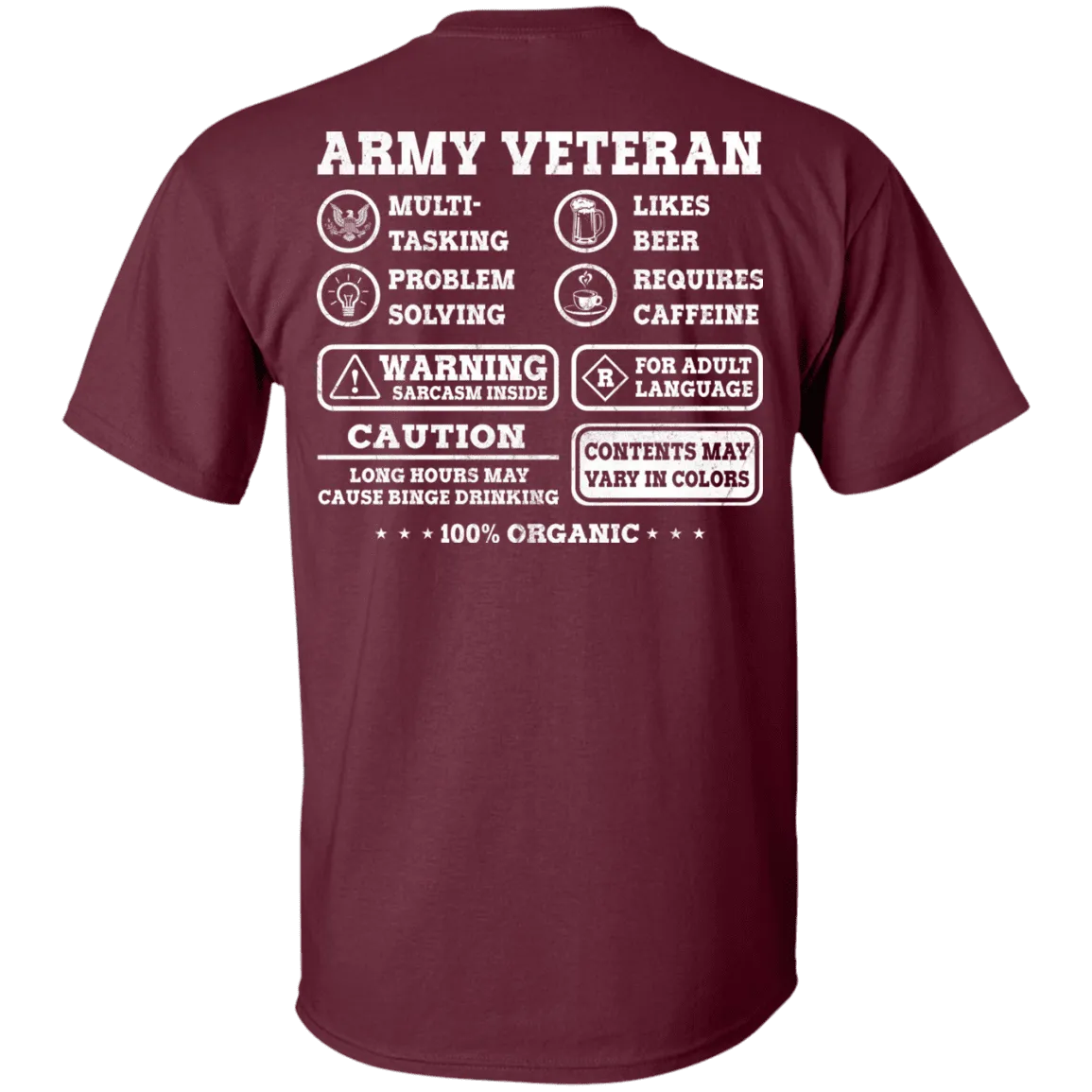 Army Veteran Multitasking Sarcasm Men Back T Shirts