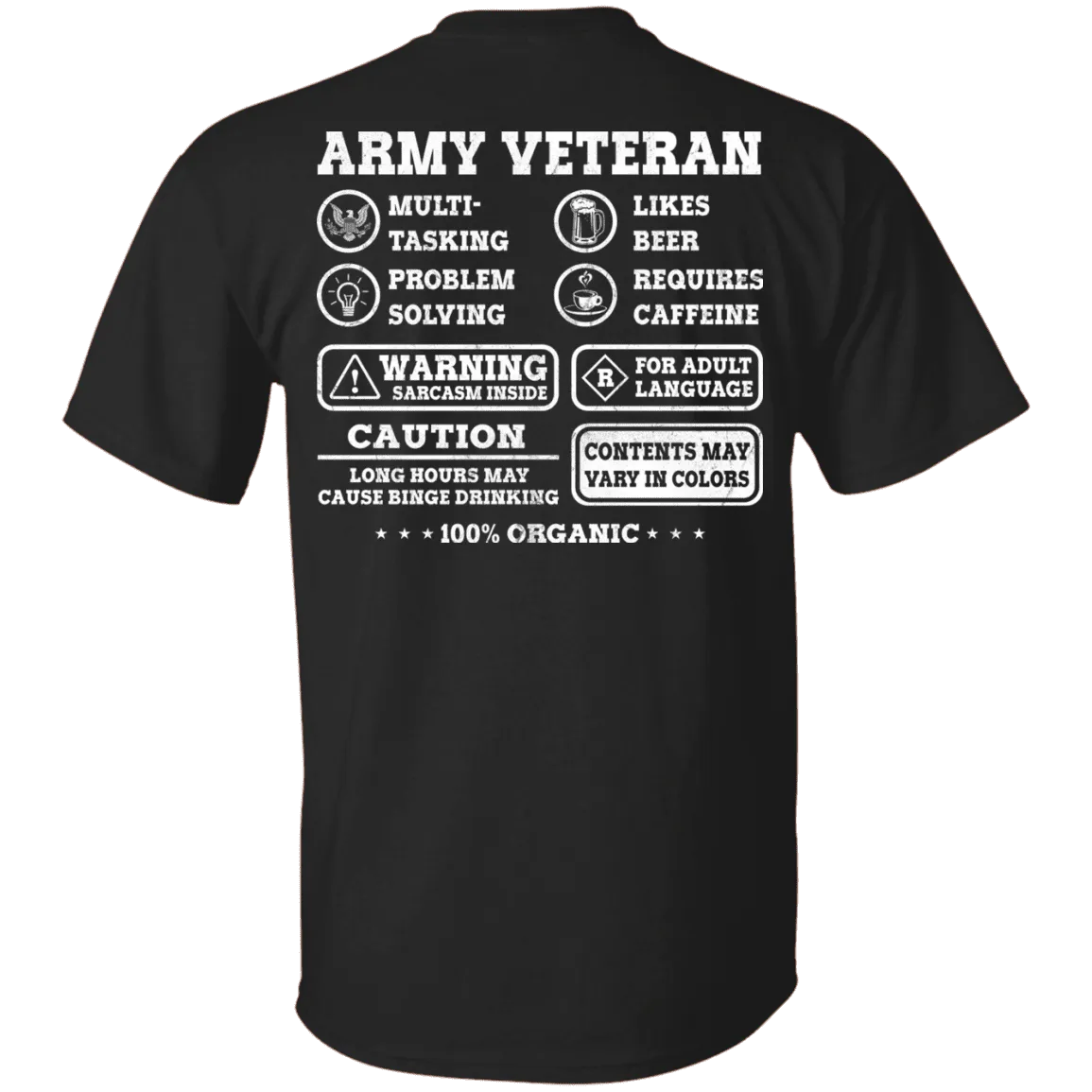 Army Veteran Multitasking Sarcasm Men Back T Shirts