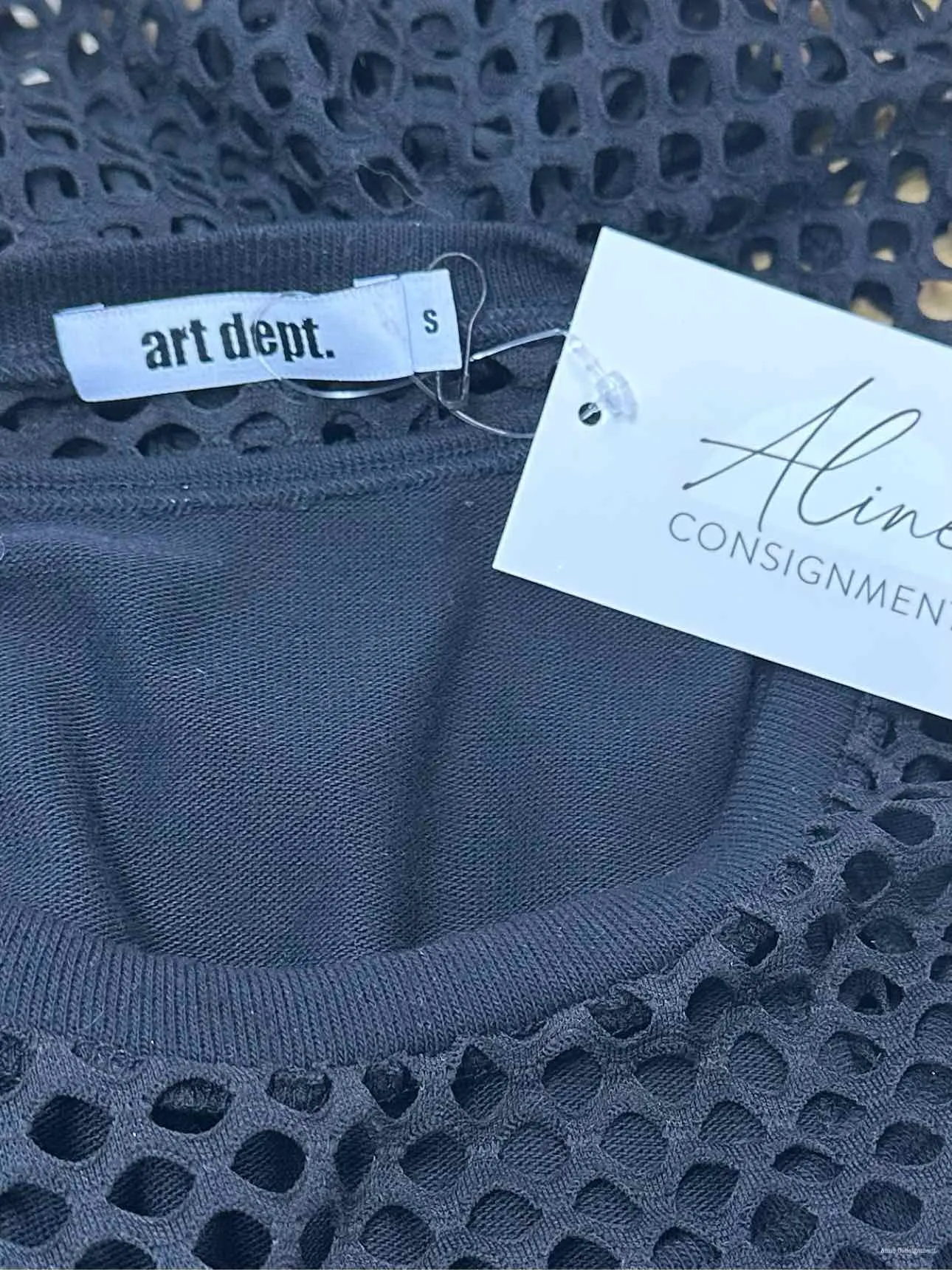 art dept. Black Open Knit Midi Dress Size S