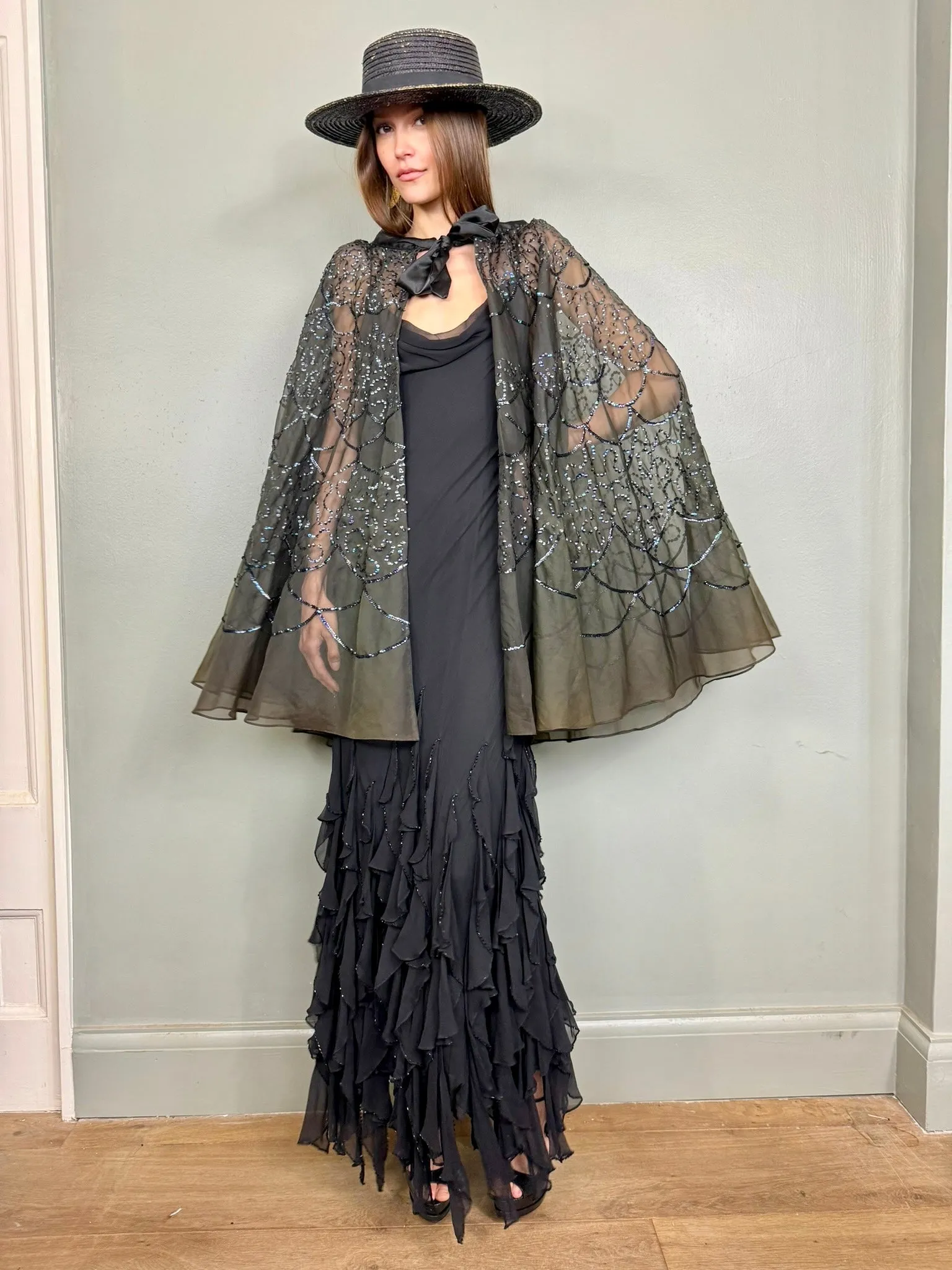 Ashton, 20s organza and sequins cape