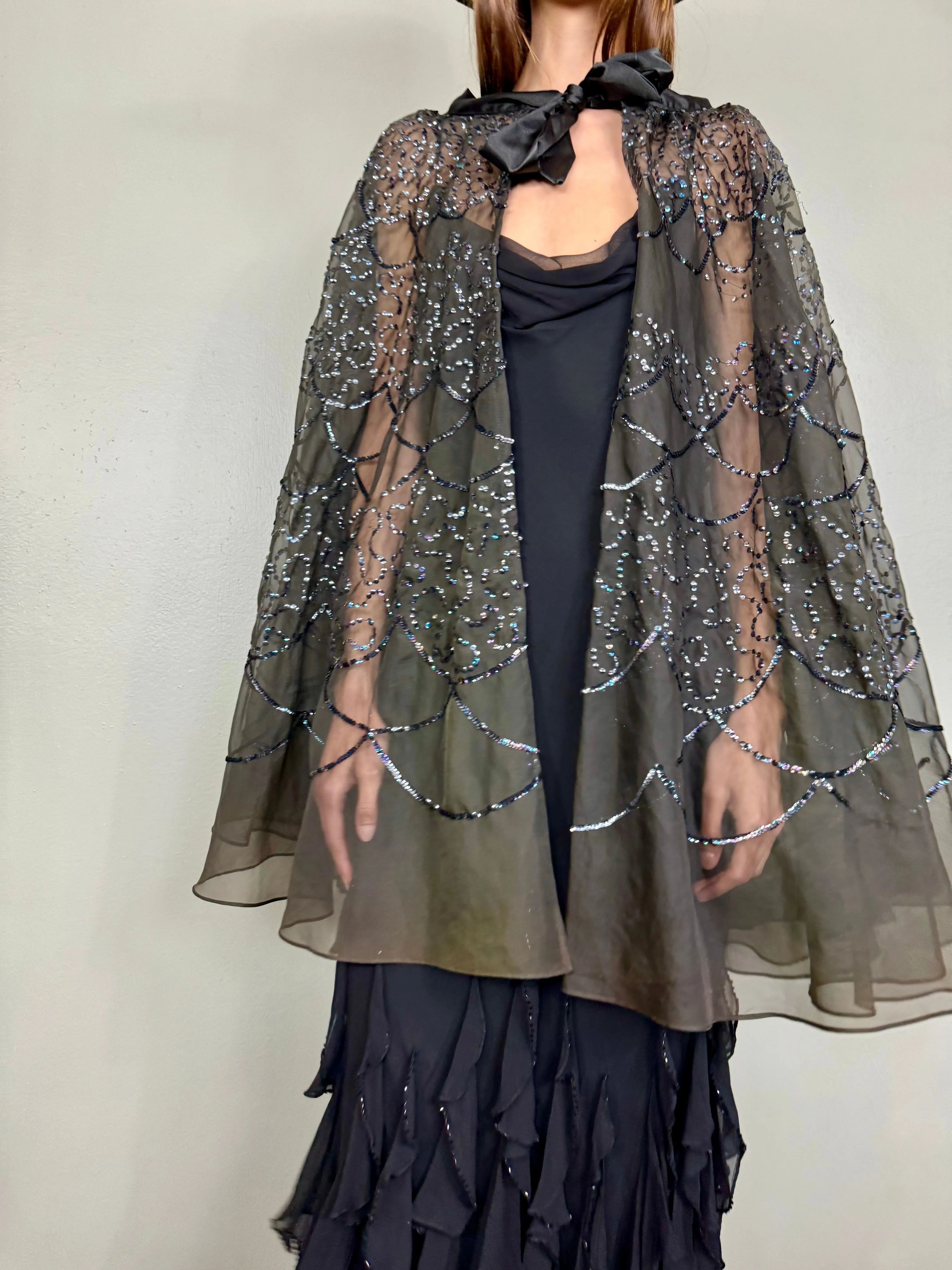 Ashton, 20s organza and sequins cape