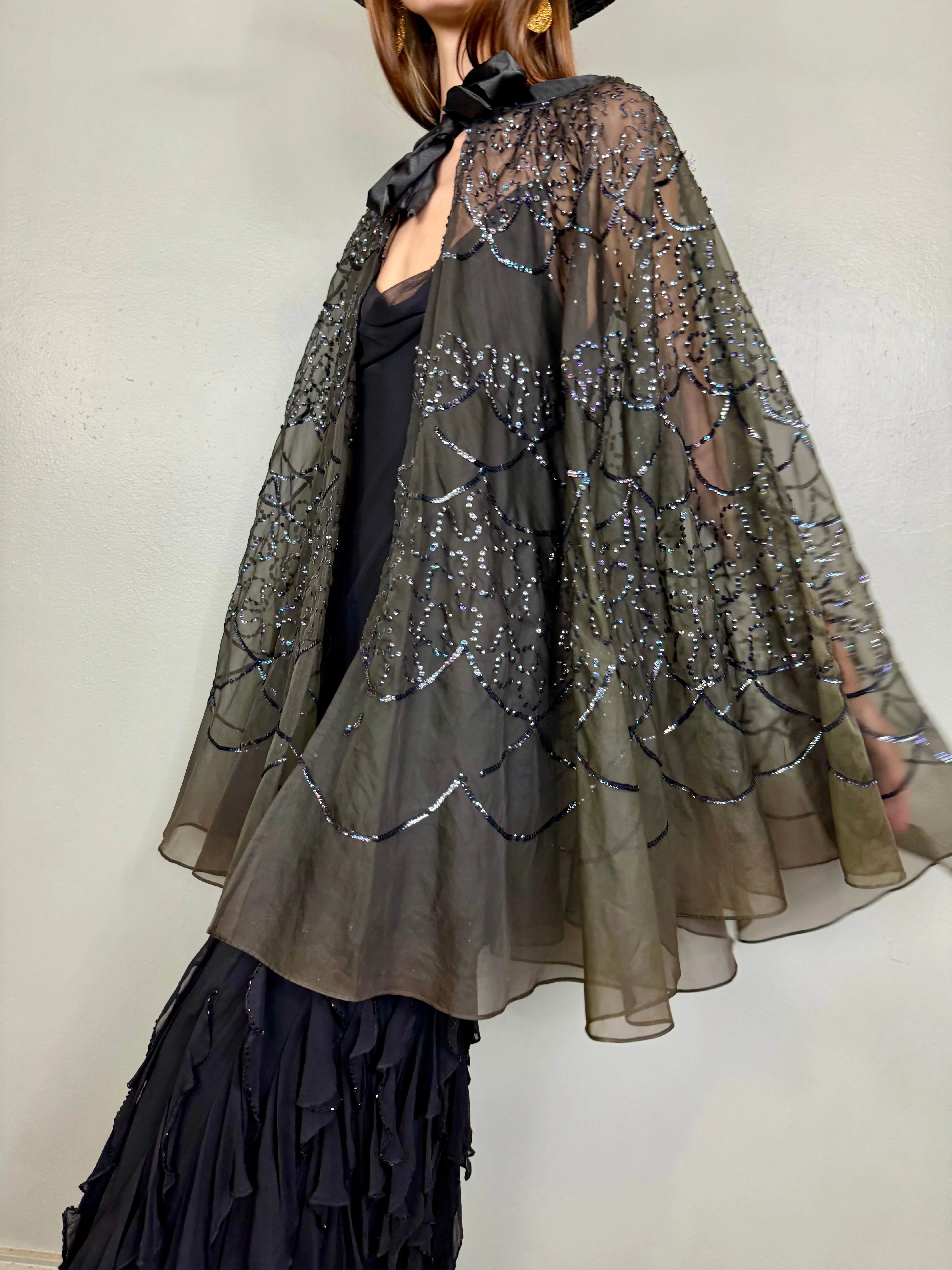 Ashton, 20s organza and sequins cape