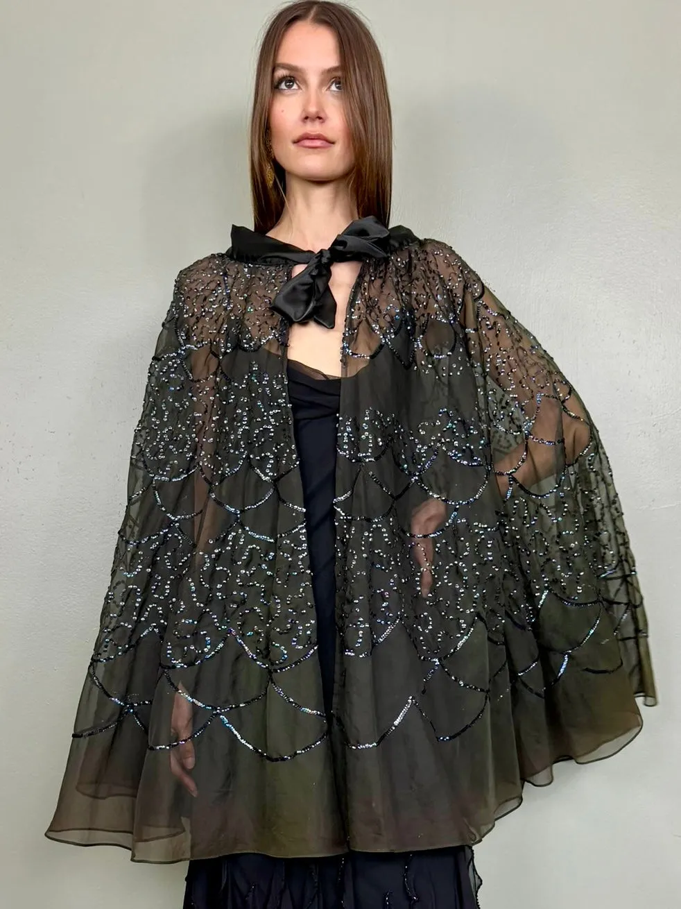 Ashton, 20s organza and sequins cape