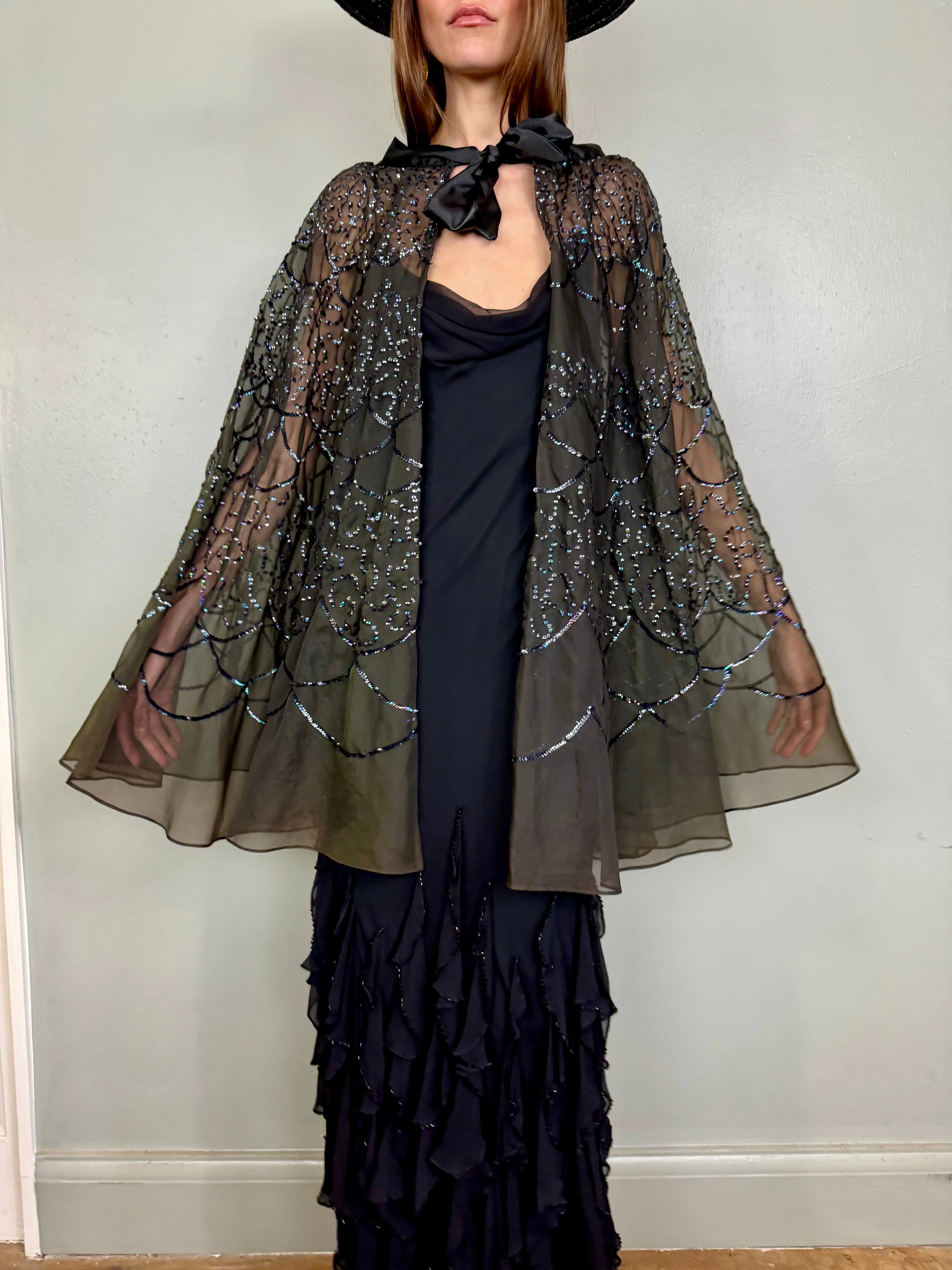 Ashton, 20s organza and sequins cape