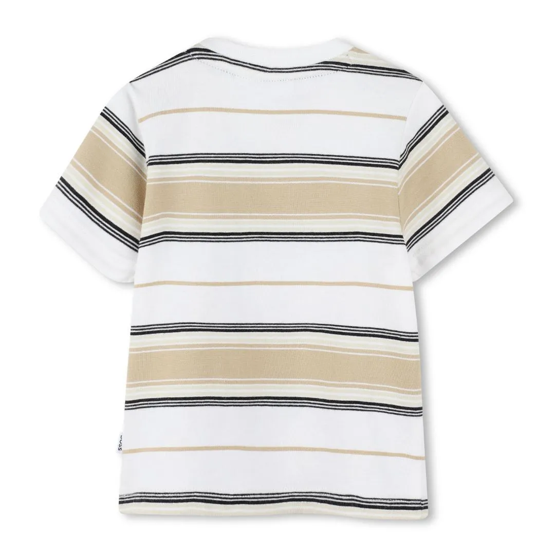 Babies Beige & White Striped T-Shirt