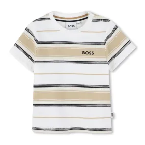 Babies Beige & White Striped T-Shirt