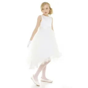Big Girls Ivory Satin Hi-Low Savannah Junior Bridesmaid Dress 8-12