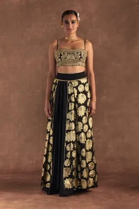 Black Berrybloom Layered Skirt  Set