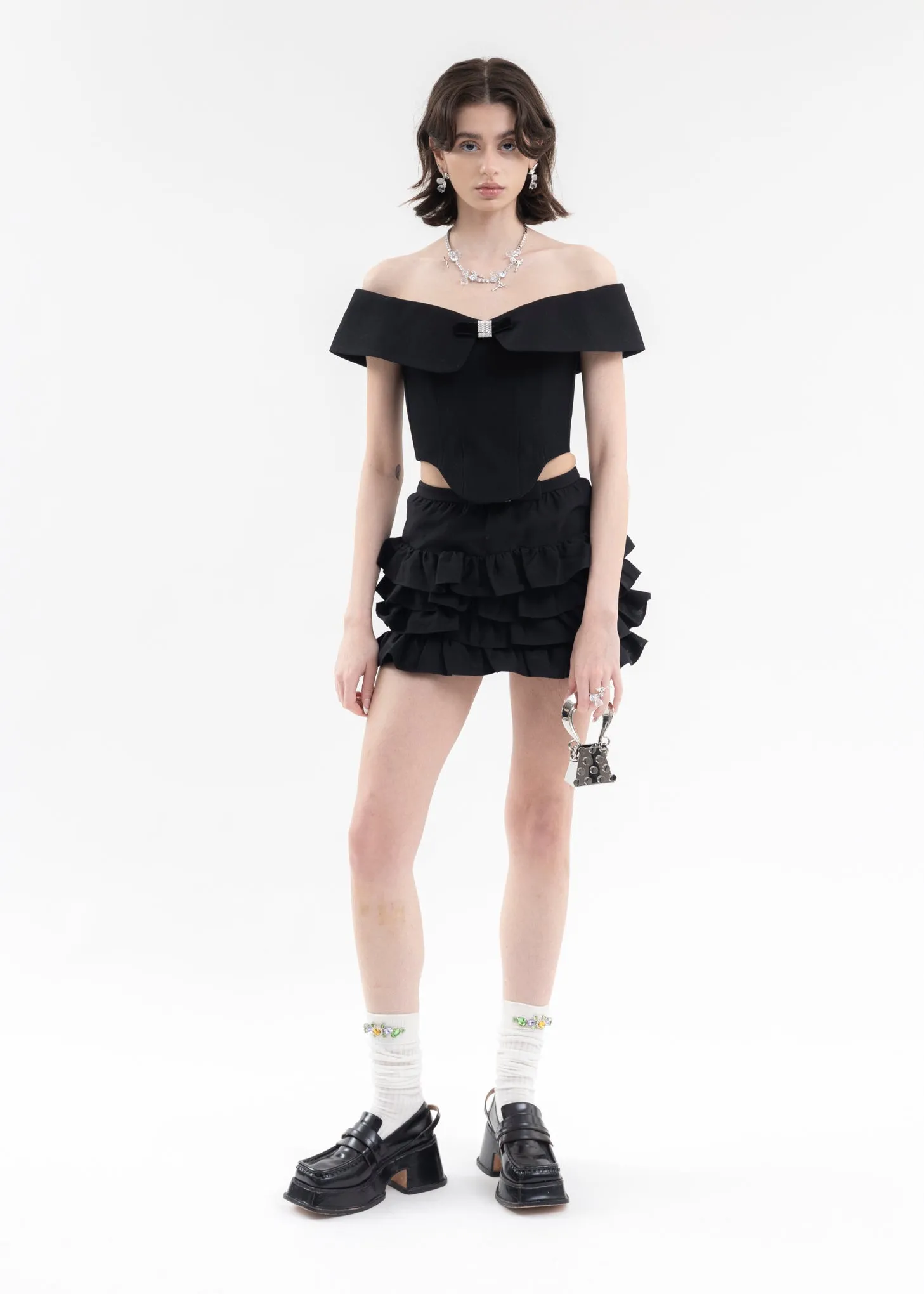 Black Multi-Layered Ruffle Skirt