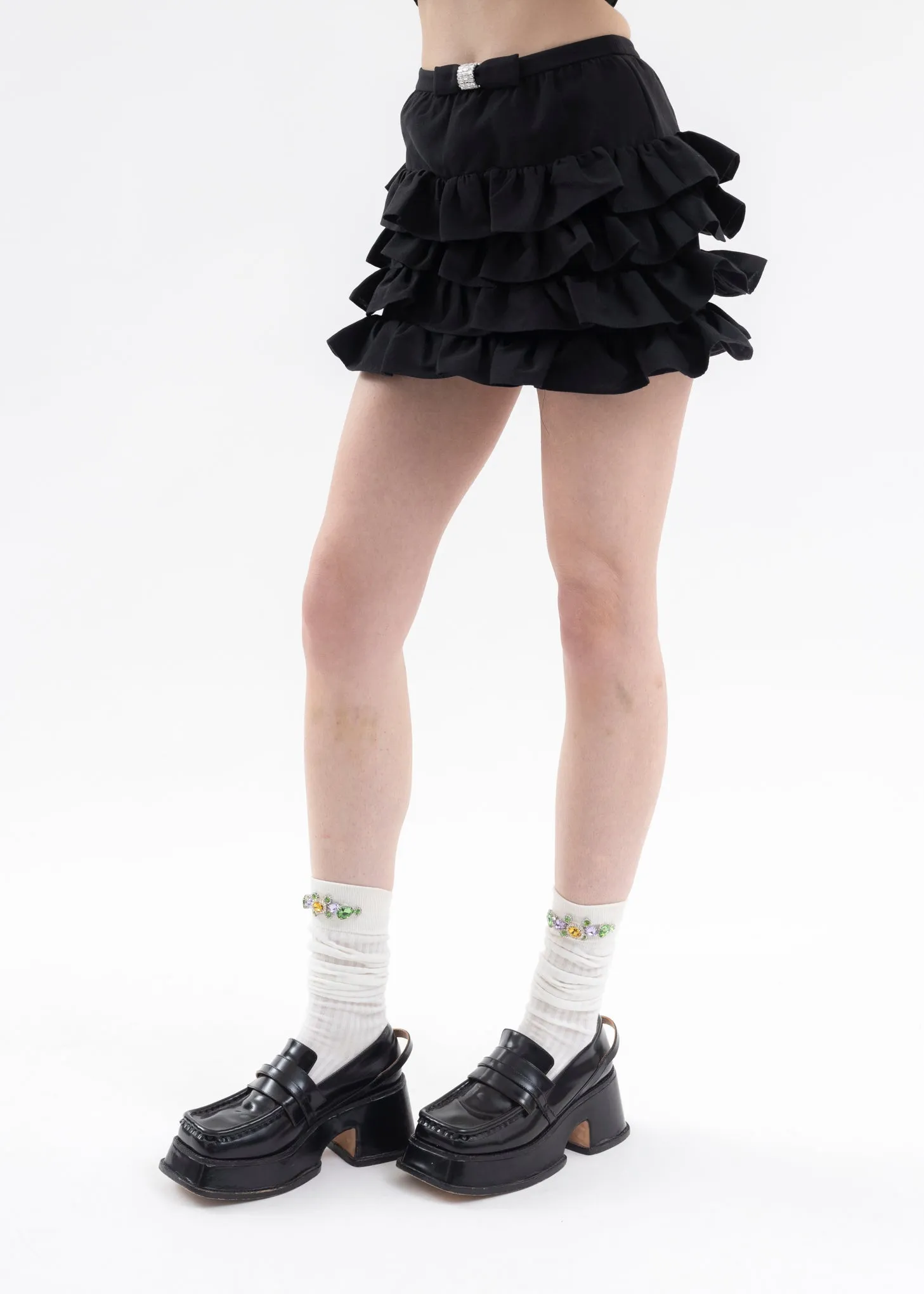 Black Multi-Layered Ruffle Skirt