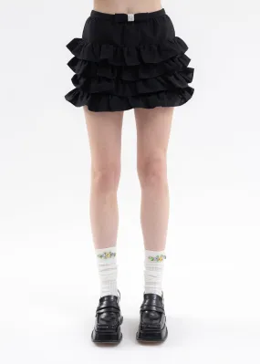 Black Multi-Layered Ruffle Skirt