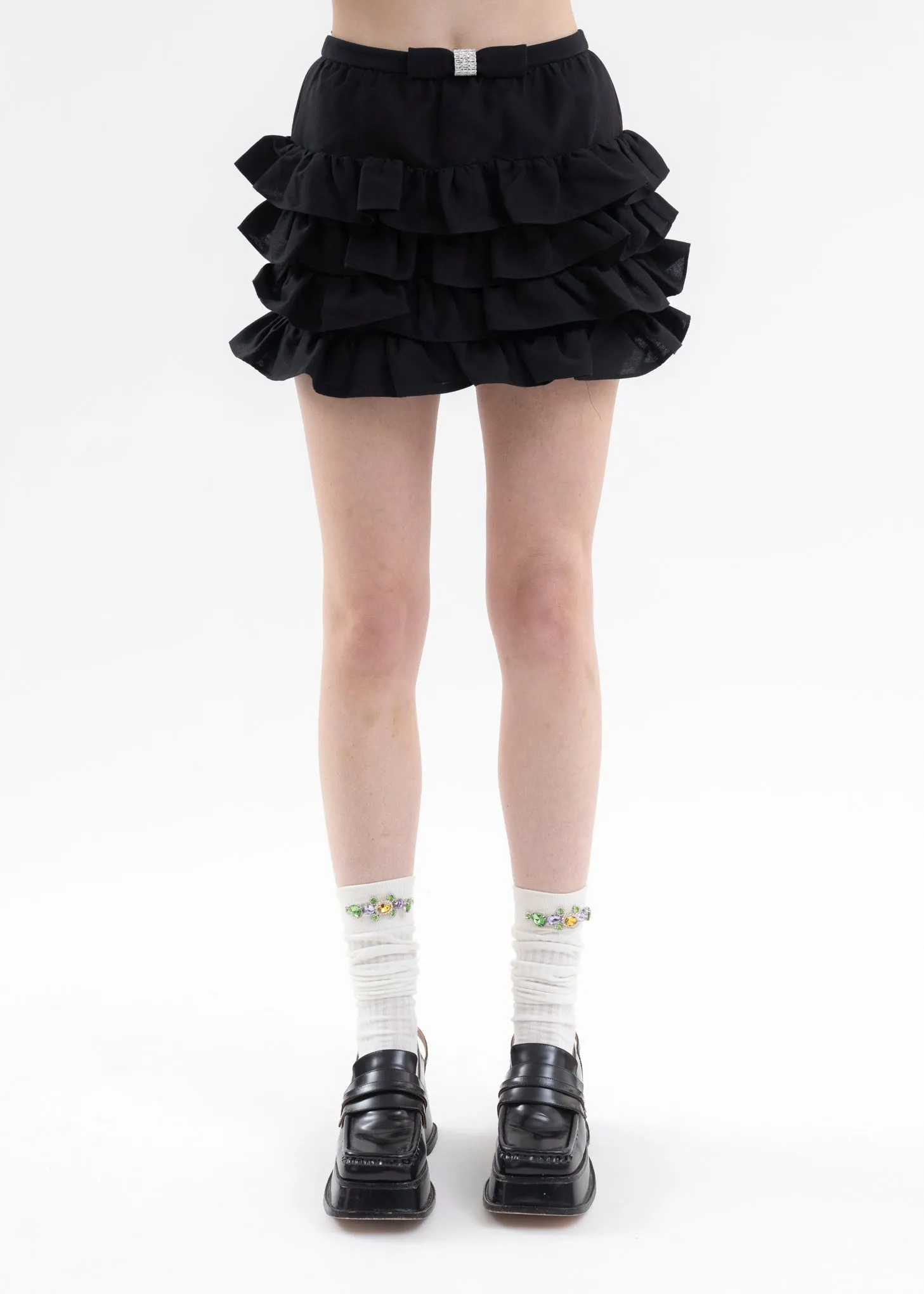 Black Multi-Layered Ruffle Skirt