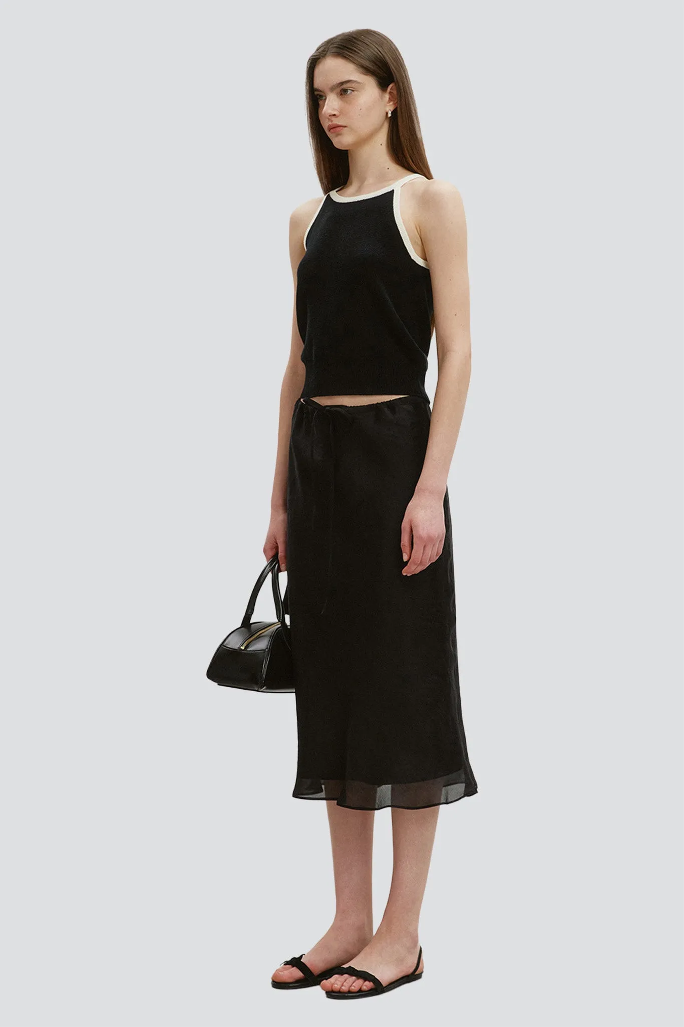Black Satin Layered Skirt