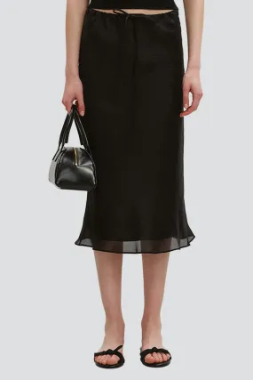 Black Satin Layered Skirt