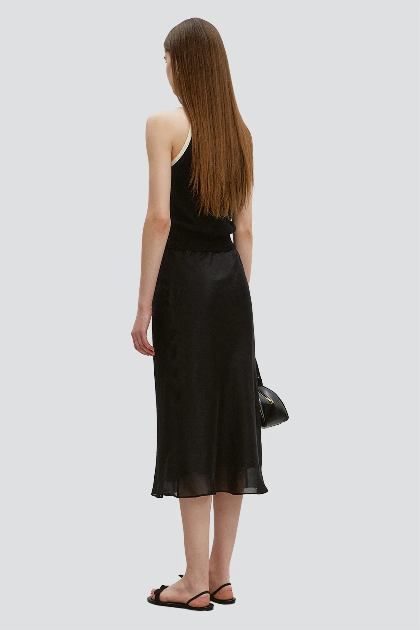 Black Satin Layered Skirt