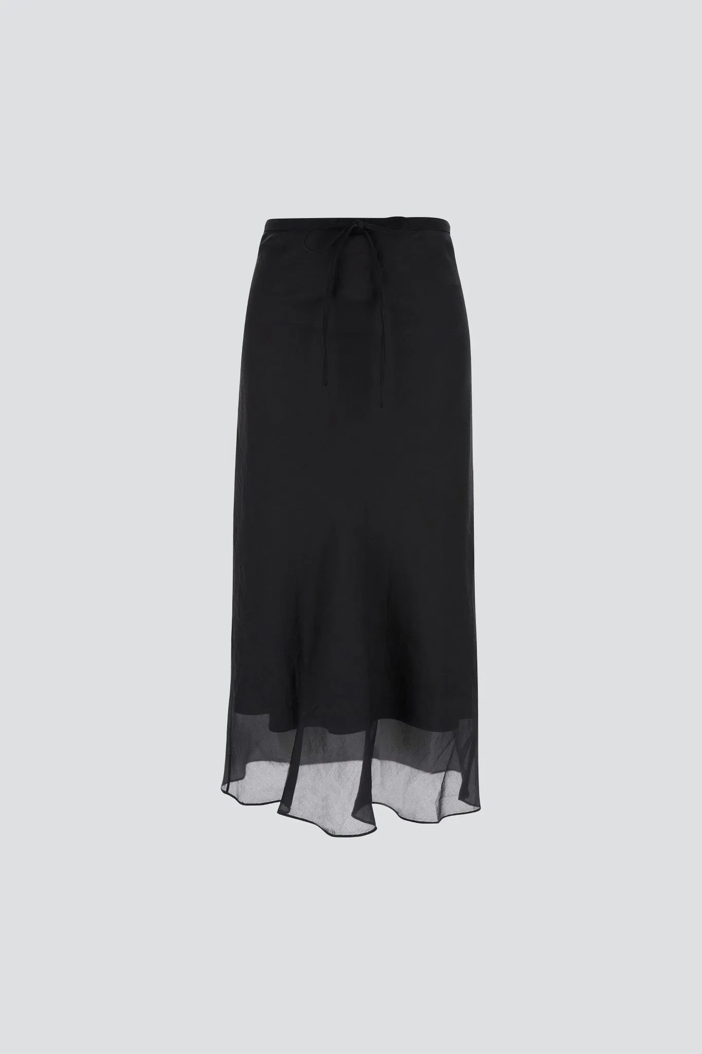 Black Satin Layered Skirt