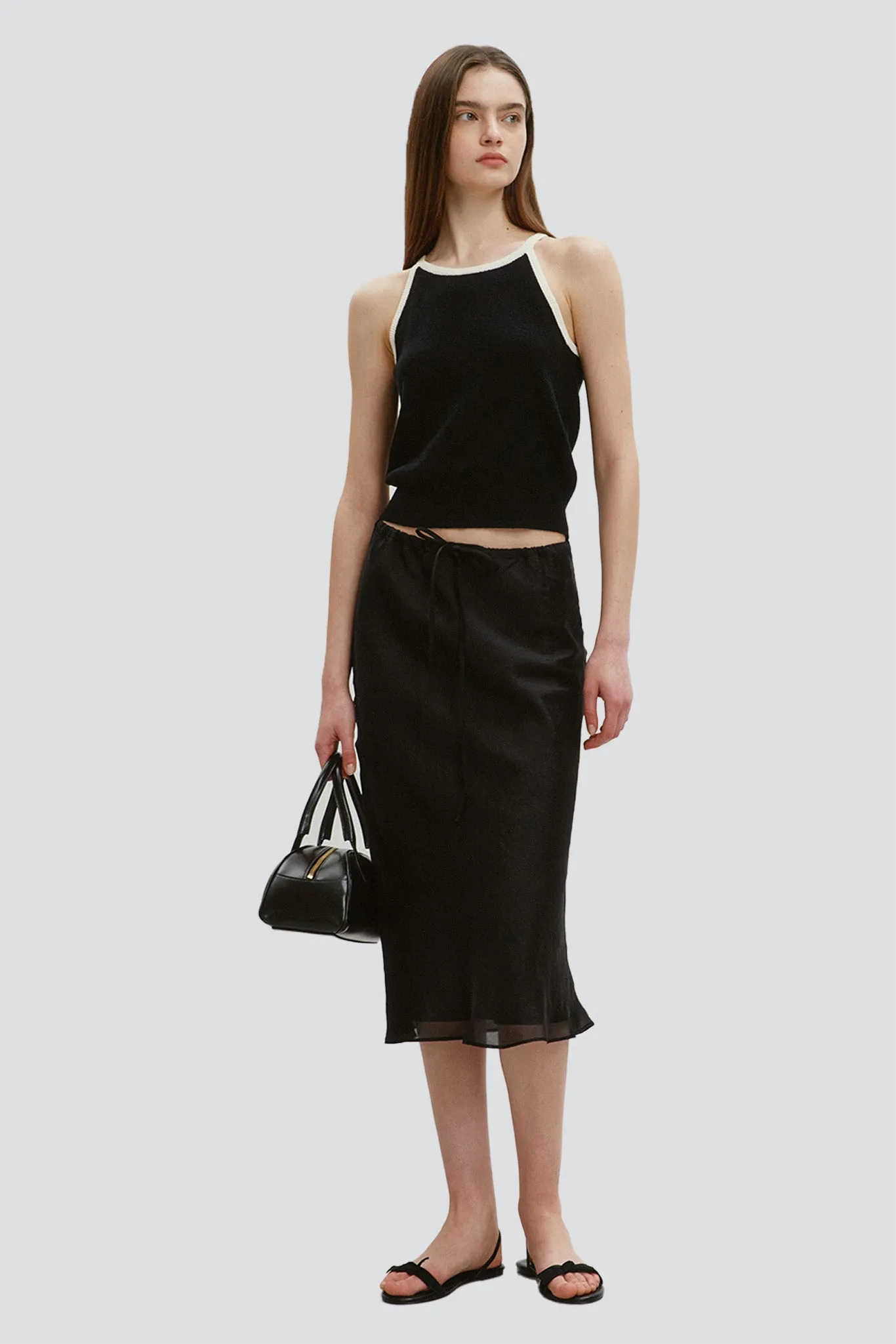 Black Satin Layered Skirt