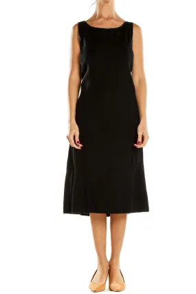 Black Sleeveless Midi Knit Dress