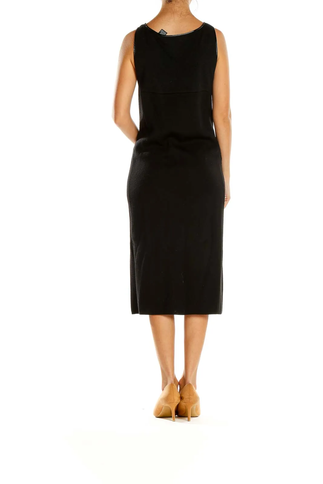 Black Sleeveless Midi Knit Dress