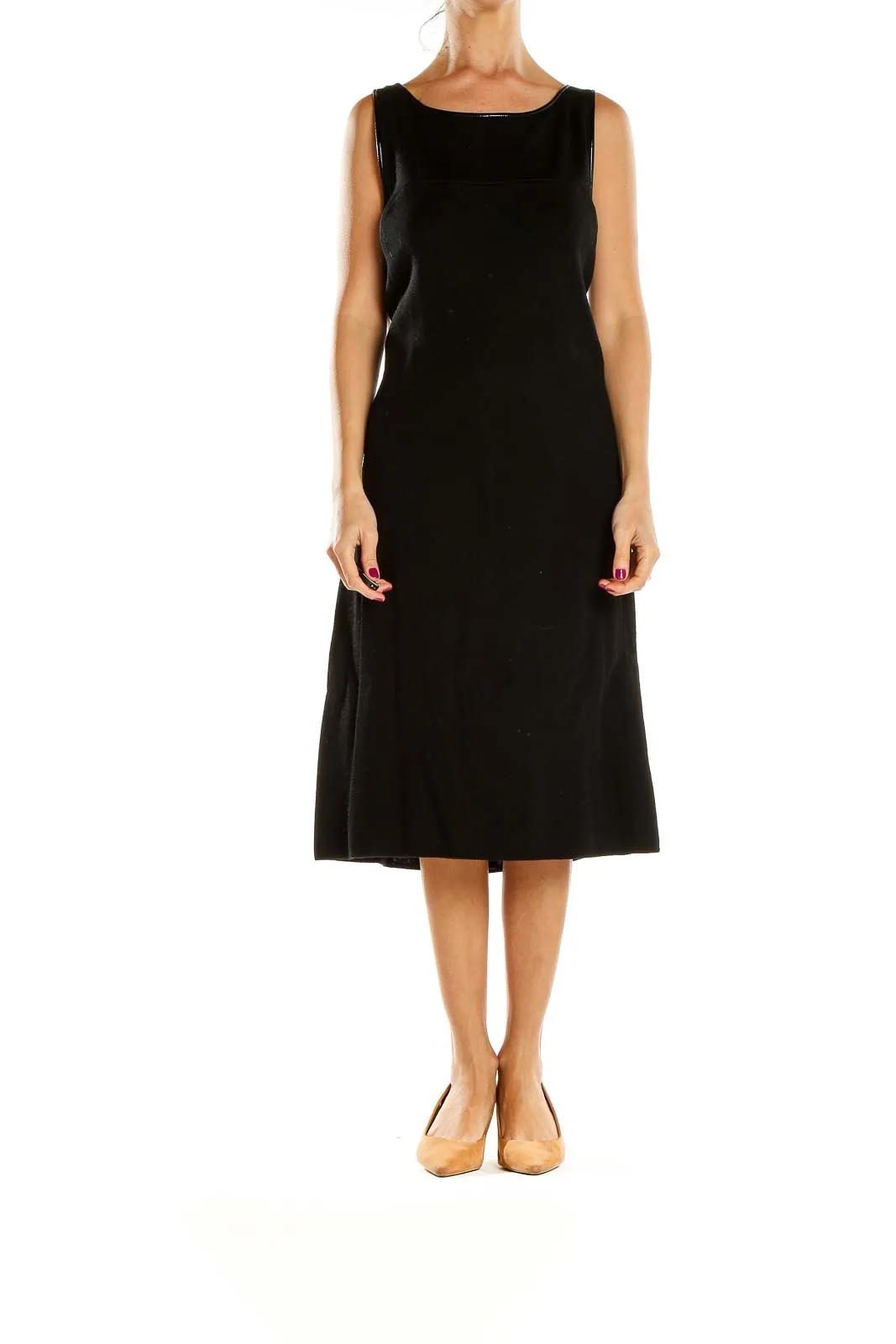 Black Sleeveless Midi Knit Dress