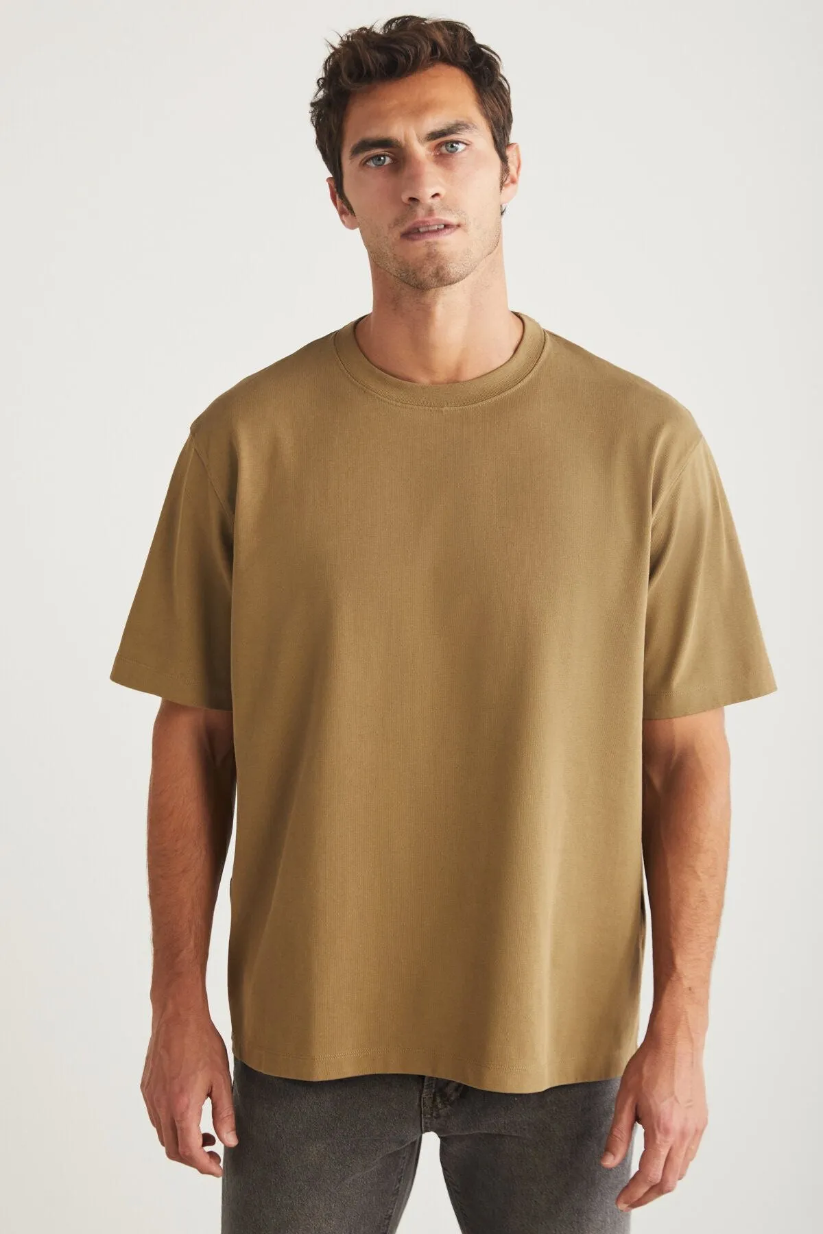 Blas Men's Basic Oversiz 100 %Cotton Organic Cotton Knitting Bicycle Camel T-shirt