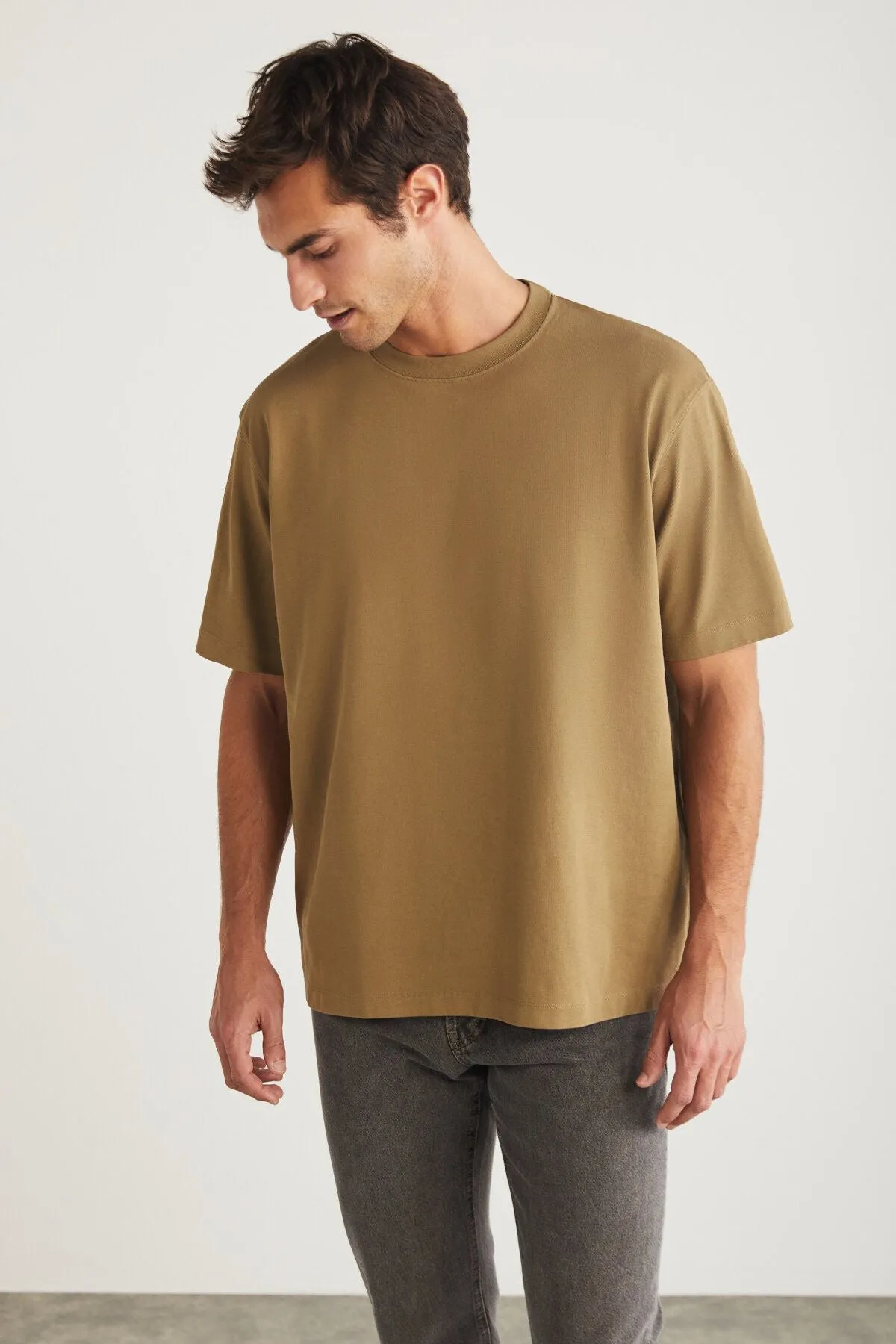 Blas Men's Basic Oversiz 100 %Cotton Organic Cotton Knitting Bicycle Camel T-shirt