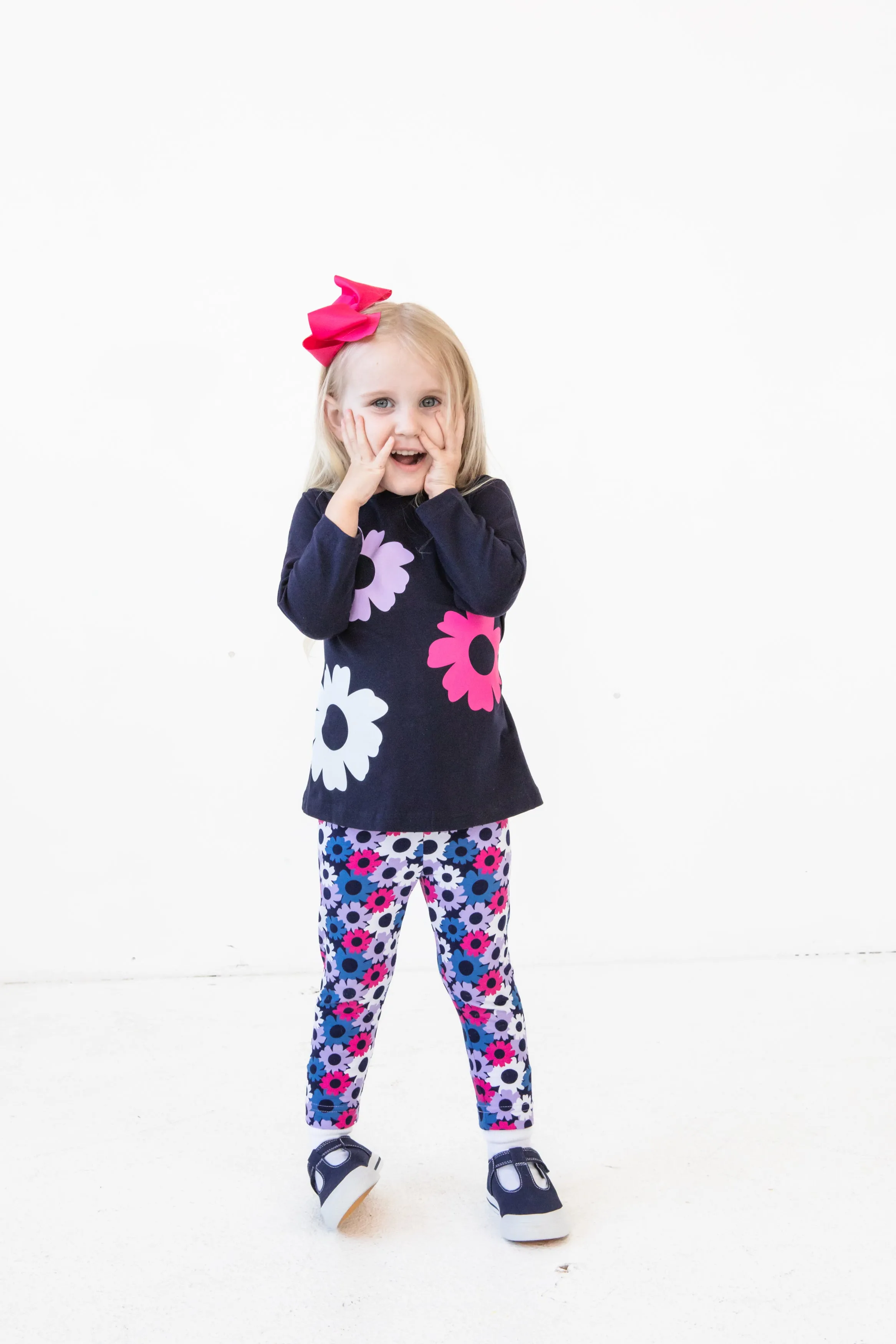 Blossom  Sprout Autumn Wildflowers Navy Knit Tunic