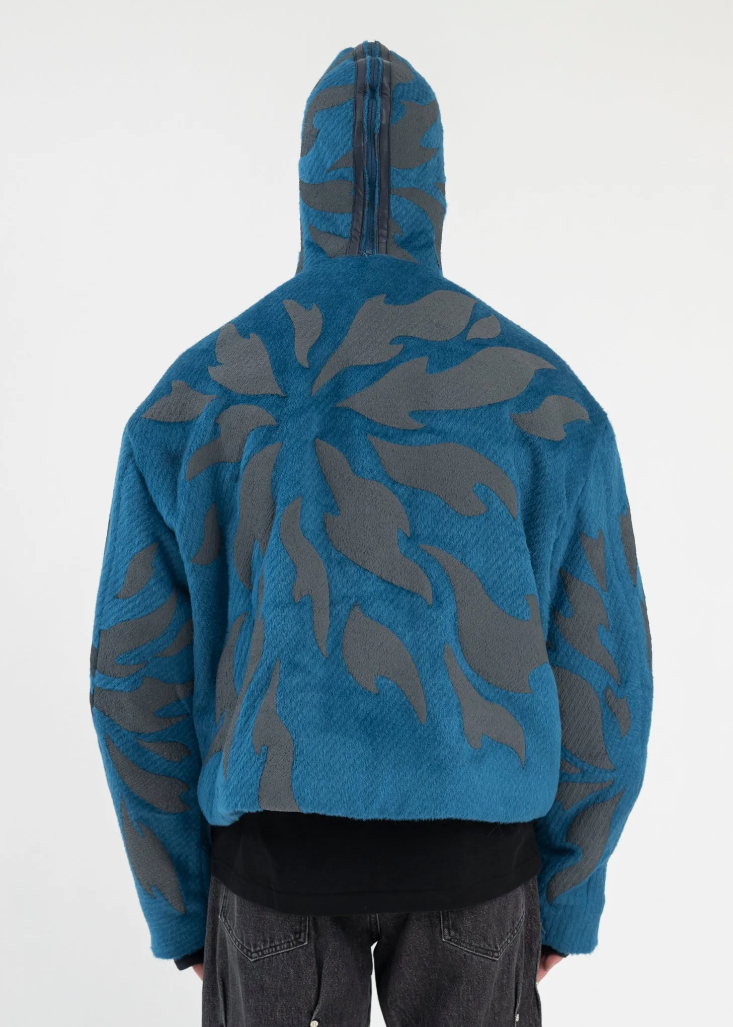 BLUE FRAGMENT FLEECE ZIP-UP HOODIE