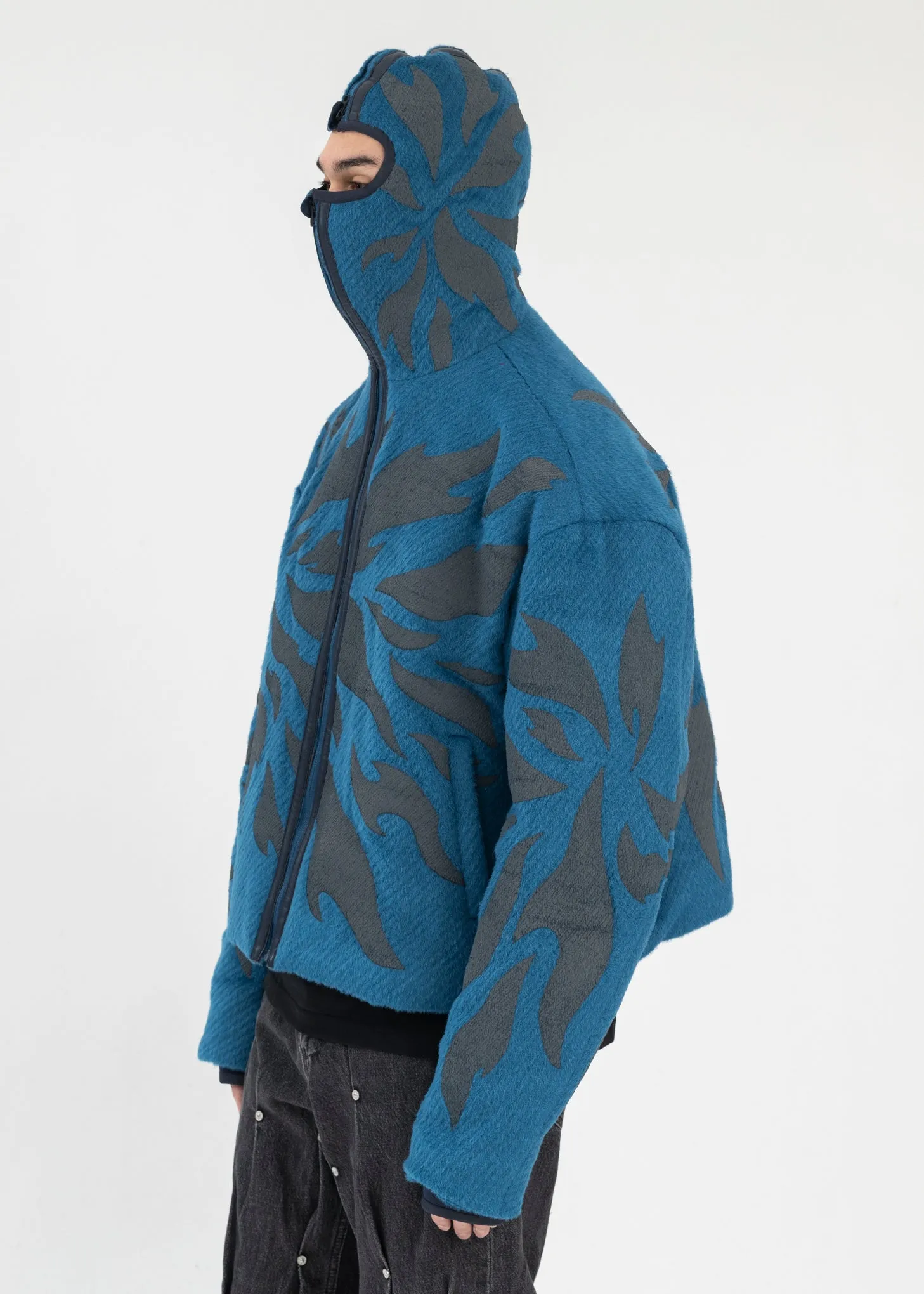 BLUE FRAGMENT FLEECE ZIP-UP HOODIE