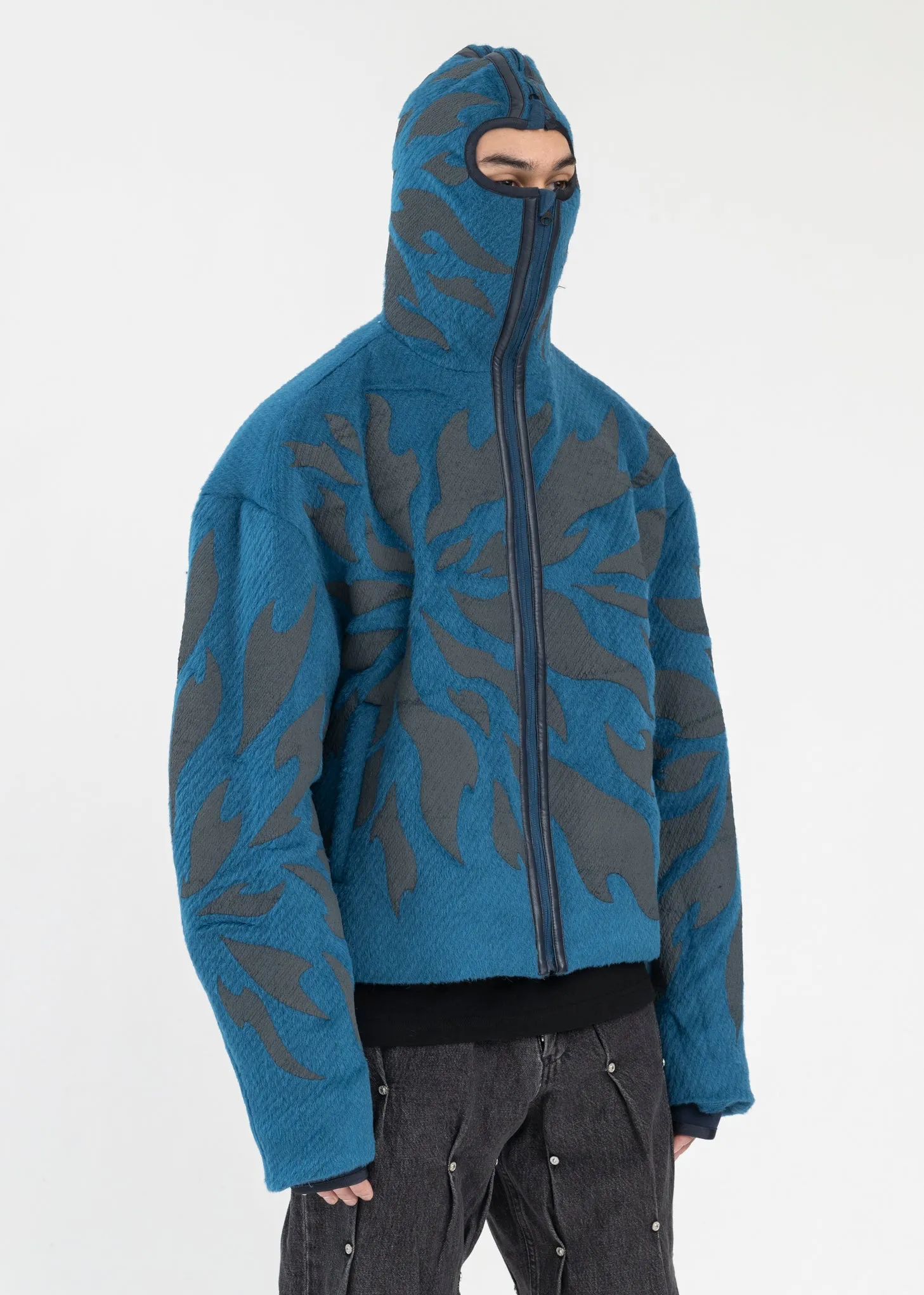 BLUE FRAGMENT FLEECE ZIP-UP HOODIE
