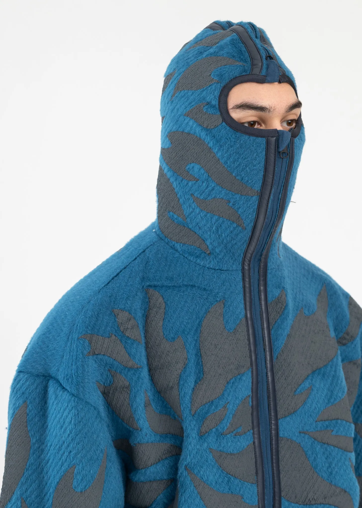BLUE FRAGMENT FLEECE ZIP-UP HOODIE