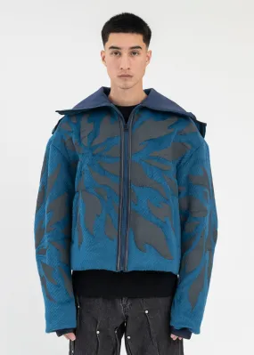 BLUE FRAGMENT FLEECE ZIP-UP HOODIE