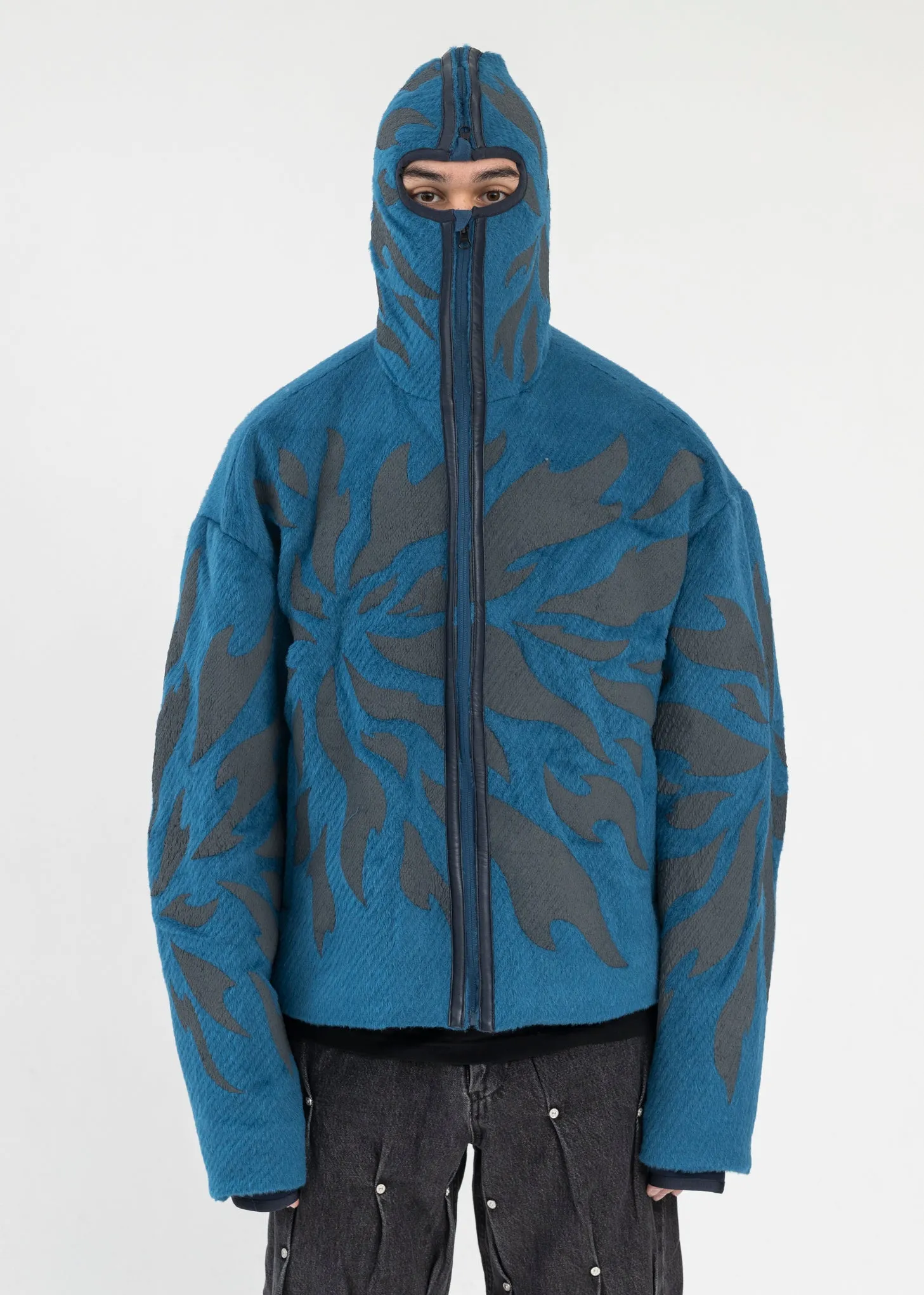 BLUE FRAGMENT FLEECE ZIP-UP HOODIE
