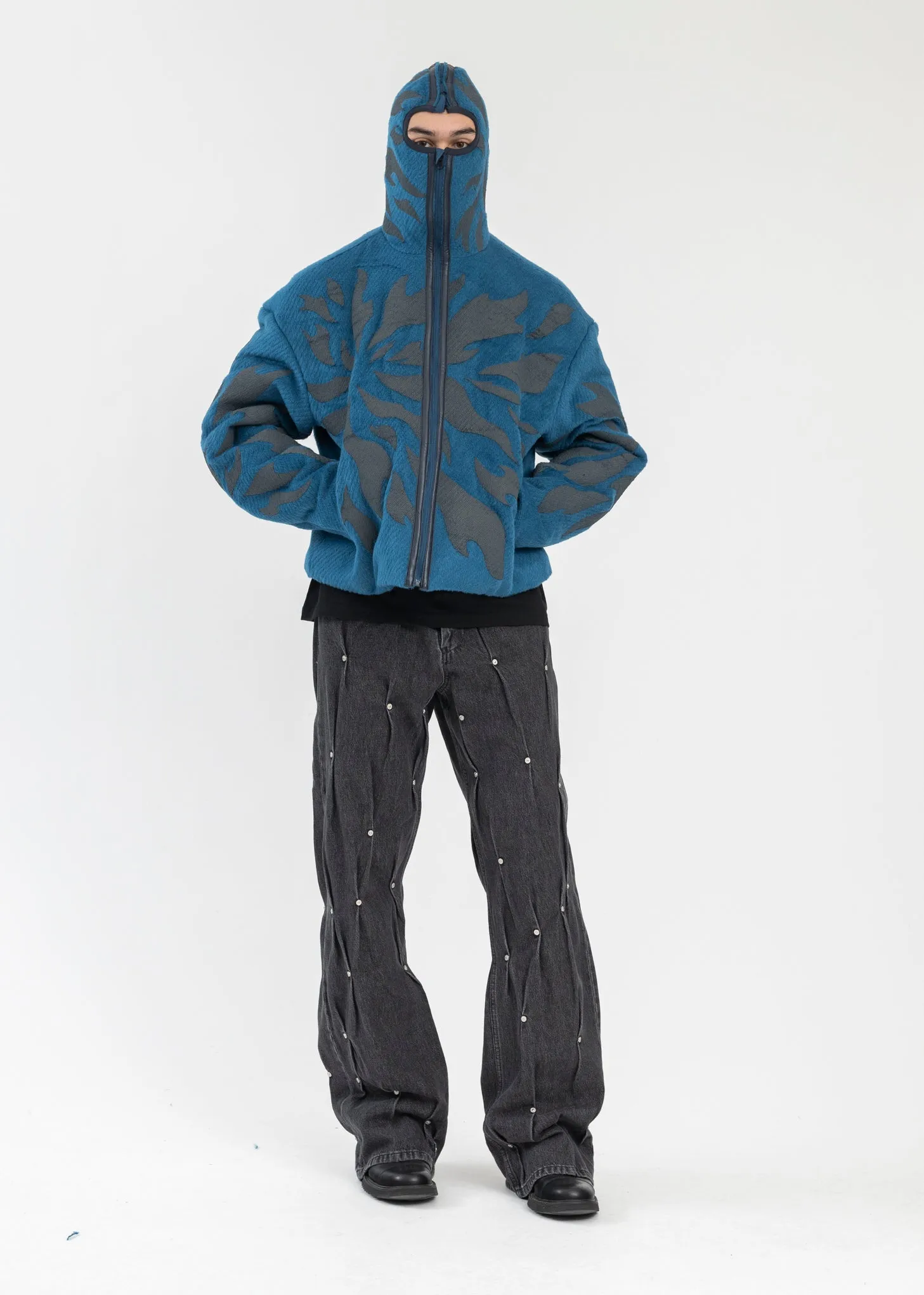 BLUE FRAGMENT FLEECE ZIP-UP HOODIE