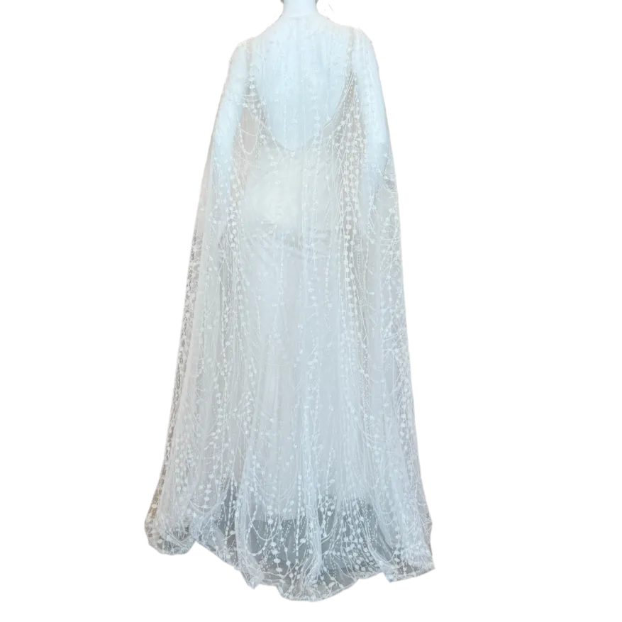 Blush Fitted Gown w/Sequins & Cape